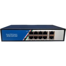 Apronx 8 Port Poe 125W Switch 10/100 Uplink ile Uzun Mesafe İletim ve Yüksek Hız
