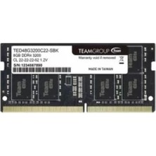 Team Elite 8GB (1x8GB) 3200MHz CL 22 DDR4 Notebook SODIMM Ram (TED48G3200C22-S01)