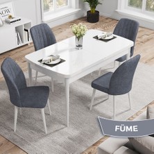 Canisa Concept Rio Serisi 80X132 Mdf Açılabilir Beyaz Mutfak Masası Takımı 4 Sandalye