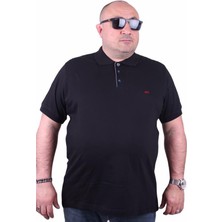 Starbattal Büyük Beden Likralı Klasik Polo Tişört Siyah Kısa Kol Erkek 2XL Esnek Kumaş