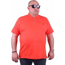 Starbattal Büyük Beden Likralı Klasik Cepli Polo Tişört 11501 Nar Çiçeği