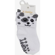 Katamino Erkek Bebek Soket Çorap 3D li Abs li 6 Ay-2 Yaş, Beyaz