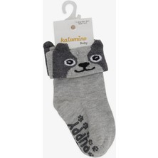 Katamino Erkek Bebek Soket Çorap 3D li Abs li 6 Ay-2 Yaş, Gri Melanj