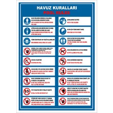 Printhome Uyarı Yönlendirme Levhaları " Havuz Kuralları Pool Rules " 25X35CM Dekota