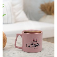 BK Gift Happy Easter Tasarımlı Pastel Pembe Middle Kupa Bardak