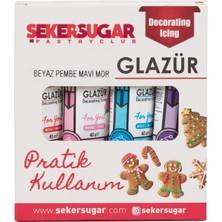 Öztürkler Şeker Sugar Hazır Glazür Beyaz, Pembe, Mavi, Mor 4lü Set 160 gr