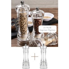 The Good Kitchen Akrilik Baharat Öğütücüsü Büyük Boy Tuz Karabiber Değirmeni Öğütücü 18 cm 2 Adet