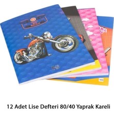 Udeep 12 Adet Lise Defteri 80/40 Yaprak Kareli