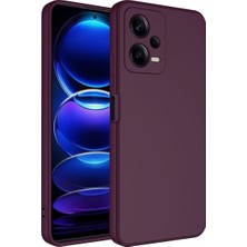 Kılıfmania Xiaomi Redmi Note 12 ile Uyumlu Kapak Kamera Korumalı Içi Kadife Lansman Silikon Kılıf - Mürdüm