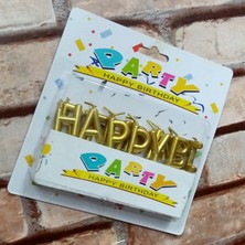 Kuzey Oyuncak Vıp Kalite Parlak Metalik Gold Happy Bırthday Pasta Mumu Gold Doğum Günü Mumu Gold Happy Bırthday Candle
