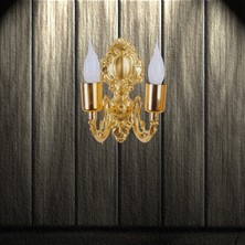 dekovien Metal Gold Kaplama Duvar Aplik Iki Kollu Klasik Saray Model AP0001