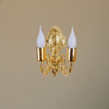 dekovien Metal Gold Kaplama Duvar Aplik Iki Kollu Klasik Saray Model AP0001