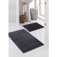 Kaplansoy Carpet 2 Li Banyo Paspası Banyo Halısı Banyo Post Peluş Antrasit