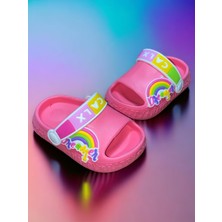 Calx Çocuk Pembe Renk Figürlü Önü Açık Kaydırmaz Sandalet Crocs Terlik