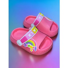 Calx Çocuk Pembe Renk Figürlü Önü Açık Kaydırmaz Sandalet Crocs Terlik