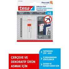 Tesa İz bırakmadan Sökülebilir Yapışkanlı Askı - Çivi, Duvar ve Duvar Kağıdı için, 2 kg x 2 adet, 77777