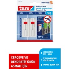 Tesa İz bırakmadan Sökülebilir Yapışkanlı Askı - Çivi, Fayans ve Metal Yüzeyler için 3 kg x 2 adet, 77764