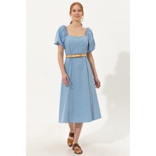U.S. Polo Assn. Kadın Mavi Dokuma Elbise 50249539-VR036