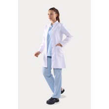 Uzun Kol Beyaz Orta Boy Hakim Yaka Doktor Hemşire Öğretmen Önlüğü Alpaka Kumaş