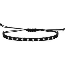 Altın Sepeti Gümüş Parlak Toplu Siyah Ip Bileklik