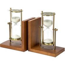 Three Beans Retro Kum Saati Kitap Ayakta Dekorasyon Masası Çalışma Kum Saati Kitaplık Atmosferik Moda Ahşap Bookend | (Yurt Dışından)