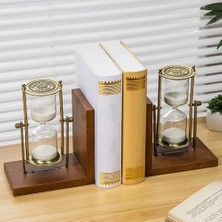 Three Beans Retro Kum Saati Kitap Ayakta Dekorasyon Masası Çalışma Kum Saati Kitaplık Atmosferik Moda Ahşap Bookend | (Yurt Dışından)