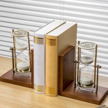 Three Beans Retro Kum Saati Kitap Ayakta Dekorasyon Masası Çalışma Kum Saati Kitaplık Atmosferik Moda Ahşap Bookend | (Yurt Dışından)