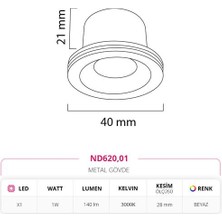 Nevo Sıva Altı Yıldız Spot Beyaz 1W 3000K Gün Işığı ND620