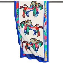 Bursa İpek Saks Siyah Desenli Ipeksi Fular