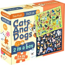 Doerkids Kediler ve Köpekler 2'li Puzzle 2X24 Parça