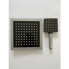 Vival Saten Siyah Kare Tepe Duşu El Duş 25 cm x 25 cm Kolay Montaj Özelliği İle Modern Tasarım