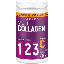 Voonka Multi Collagen Powder Vitamin C Içeren Takviye Edici Gıda  (900GR= 1,5 Ay (45GÜN)3 Aylık)