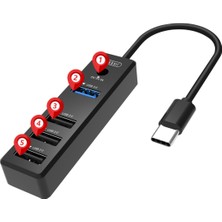 Fuchsia Çoklayıcı 4'ü 1 Arada Usb-C Hub Usb3.0 ve USB 2.0