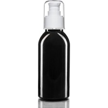 Güvenç Ambalaj 100 Adet - 100ML Plastik Siyah Oval Boyunlu Şişe, Boş Beyaz Losyon Krem Pompalı Pet Şişe