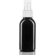 Güvenç Ambalaj 100 Adet - 100ML Plastik Siyah Oval Boyunlu Şişe, Boş Beyaz Parmak Spreyli Pet Şişe