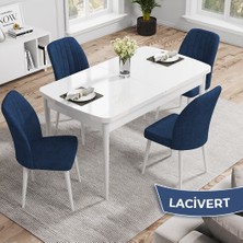 Canisa Concept Nef Serisi 70X114 Açılabilir Mdf Mutfak Masa Takımı Beyaz Masa ve 4 Sandalye