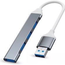 Ata Elektronik Kaliteli - Alüminyum - Metal - 4 Port USB 3.0 Mini USB Hub Hub  Ultra Ince USB Çoğaltıcı Çoklama Dağıtıcı 5 Gbps 1 Giriş 4 Çıkış