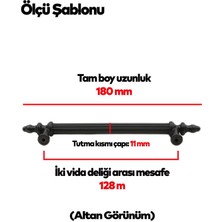 Badem10 Polavit Çekmece Mutfak Dolap Kapak Kulpu Kulbu 128 mm Siyah Sert Plastik Kulp 10 Adet