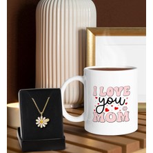 Bk Gift Anneler Günü Tasarımlı Beyaz Kupa ve Papatya Kolye Hediye Seti