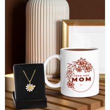 Bk Gift Anneler Günü Tasarımlı Beyaz Kupa ve Papatya Kolye Hediye Seti