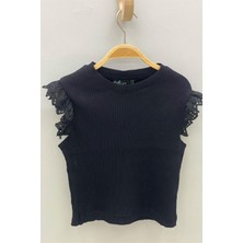 Cuties Mojo Kız Çocuk Kolları Fistolu Kaşkorse Body 3817 Siyah