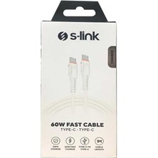 S-link SL-X280E 1m 60W 3A TypeC to TypeC Hızlı Data + Sarj Kablosu