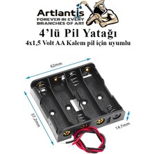 Artlantis 4 Lü Pil Yatağı Deney 5 Adet Pil Yuvası Pil Kutusu Aa Kalem Kalın Pil 4x1,5 Volt Yaylı Pil Yuvası