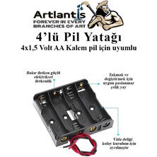 Artlantis 4 Lü Pil Yatağı Deney 5 Adet Pil Yuvası Pil Kutusu Aa Kalem Kalın Pil 4x1,5 Volt Yaylı Pil Yuvası