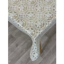 Capensis Hasır Lüks Pvc Silinebilir Muşamba Masa Örtüsü Krem