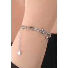 Clariss 316L Çelik Gümüş Renk Minimal Top Figür Kadın Bileklik