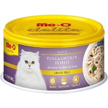 Me-O Delite Tahılsız Jöle Içinde Ton Balıklı ve Tavuklu Yetişkin Kedi Konservesi 80 gr
