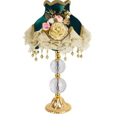 dekovien Hürrem Renk Kadife Kumaş Kaplı Gold Kristal Ayak Vintage Abajur AB0979