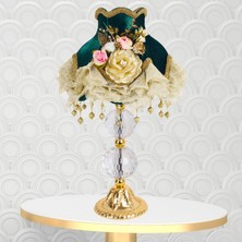 dekovien Hürrem Renk Kadife Kumaş Kaplı Gold Kristal Ayak Vintage Abajur AB0979