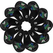 Shibel 10X Golf Demir Headcover Pu Eğitim Ekipmanı Açık Spor Kulübü Baş Kapağı Siyah (Yurt Dışından)
